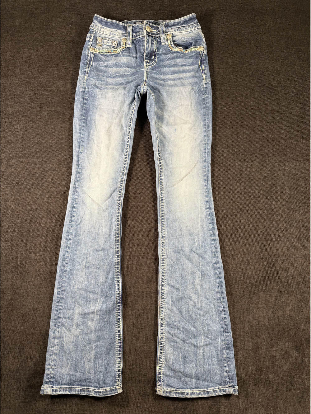 Miss Me Women's Light Wash Flared Jeans Size 26